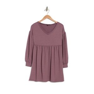 Kenedik Women's Size S Purple Mauve Babydoll Dress, Long Sleeve, NWT